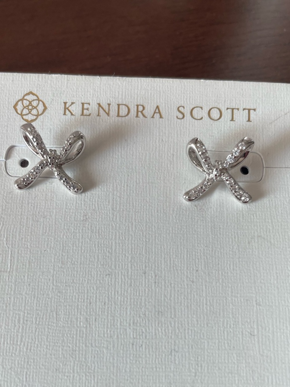 Kendra Scott Sasha Silver Crystal Bow Stud Earrings